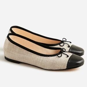 J crew Zoe cap toe ballet flats in Spanish canvas
